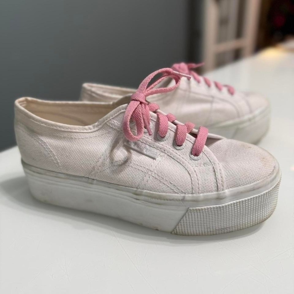 Superga Platform Sneakers Pink Laces | Women's EU 37.5 US 7–7.5